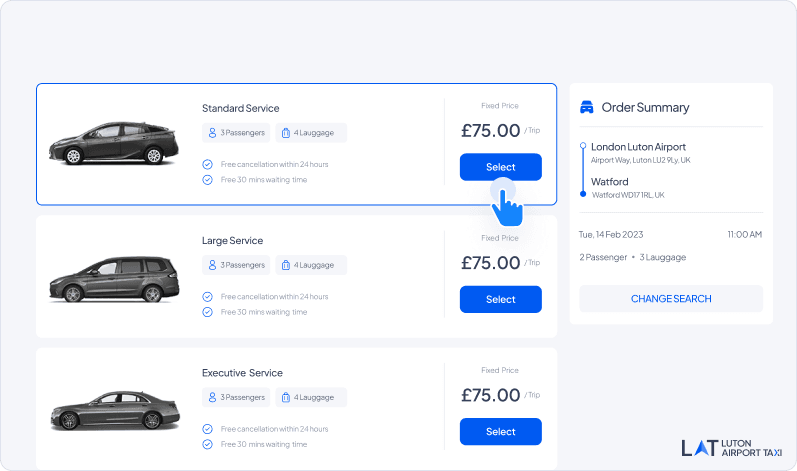 Step 3 – Choose vehicle type